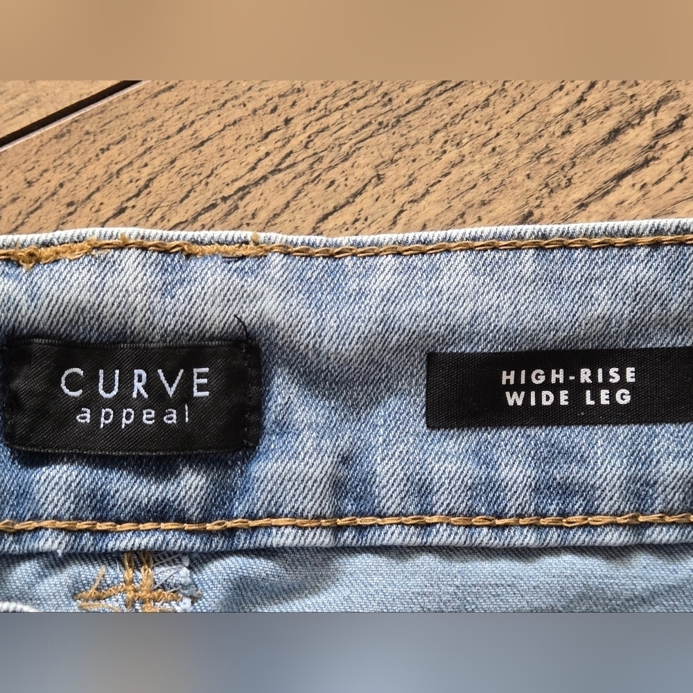 Curve Appeal Women's High Rise Wide Leg Light Blue Jeans Size 4/27.  Nwt - Picture 11 of 13